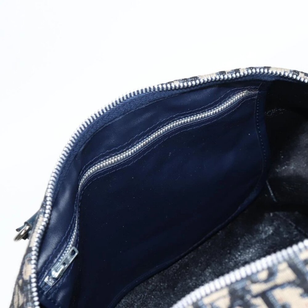 Christian Dior Trotter Canvas Boston Bag Navy Silver Auth 129623 - Picture 11 of 16